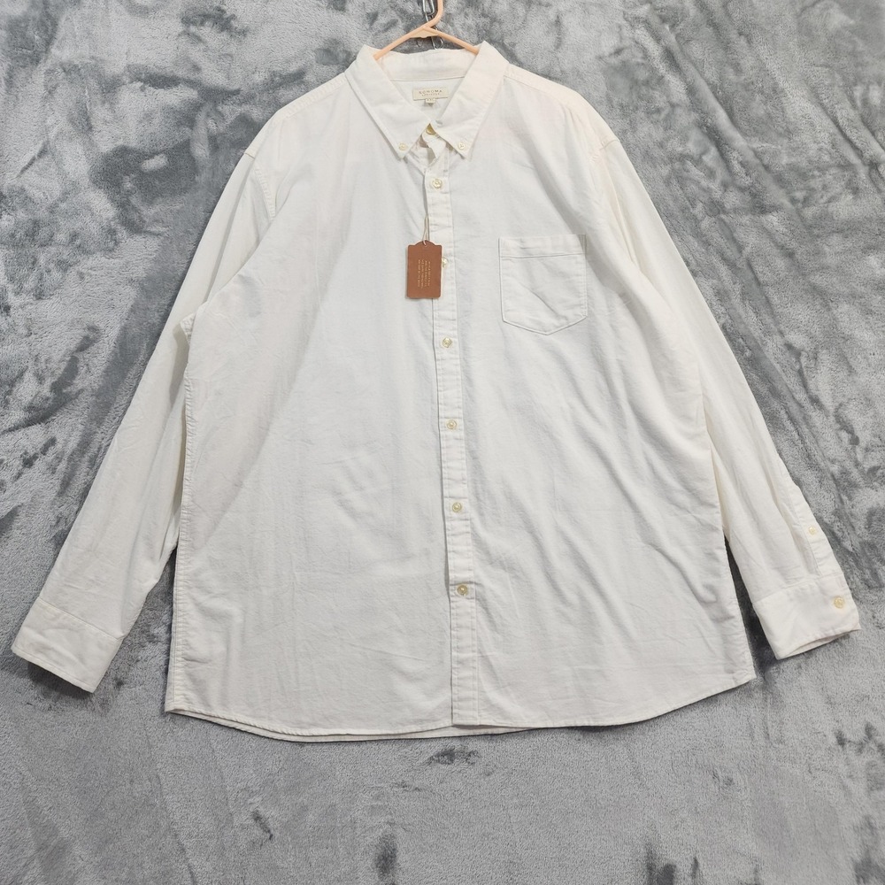 Sonoma Life +‎ Style Shirt Mens 2XL White Everyday Oxford Button Down Cotton